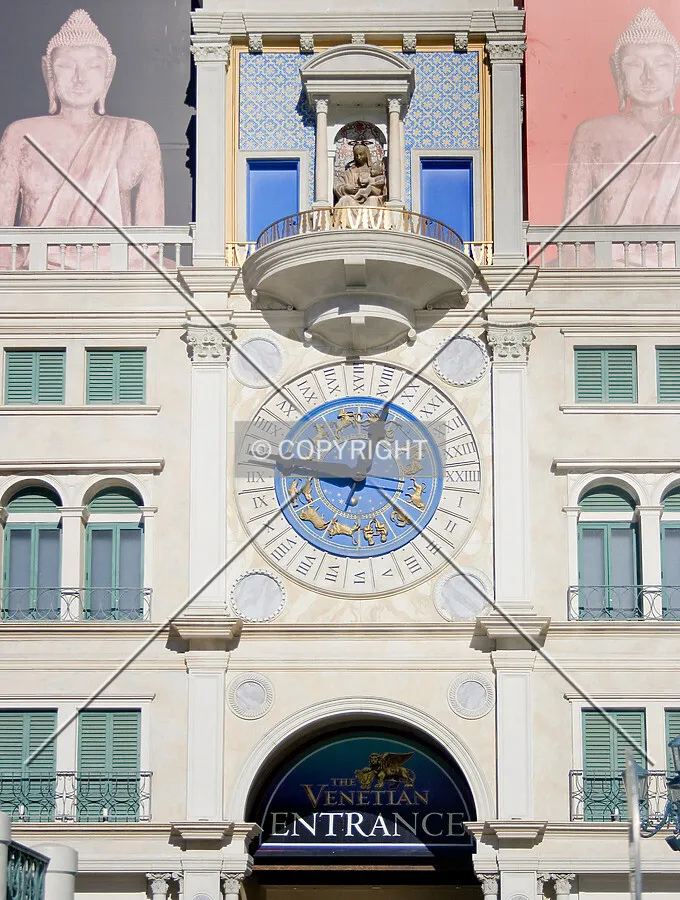 Clock above hotel entrance