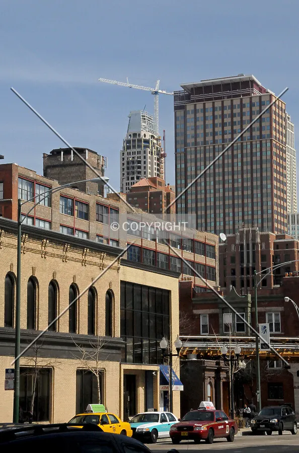 Looking northwest from Chicago Avenue, west of Franklin Street