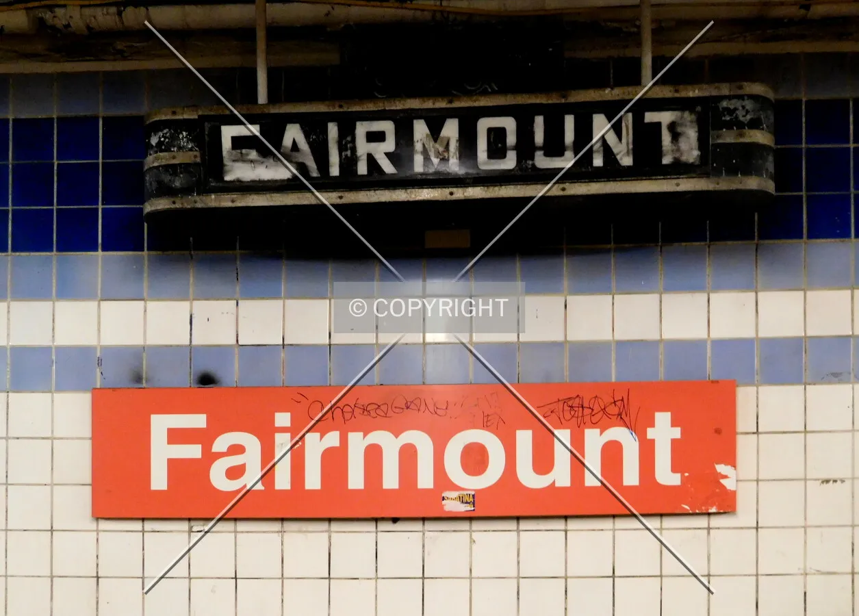 Vintage and contemporary signage along the southbound platform