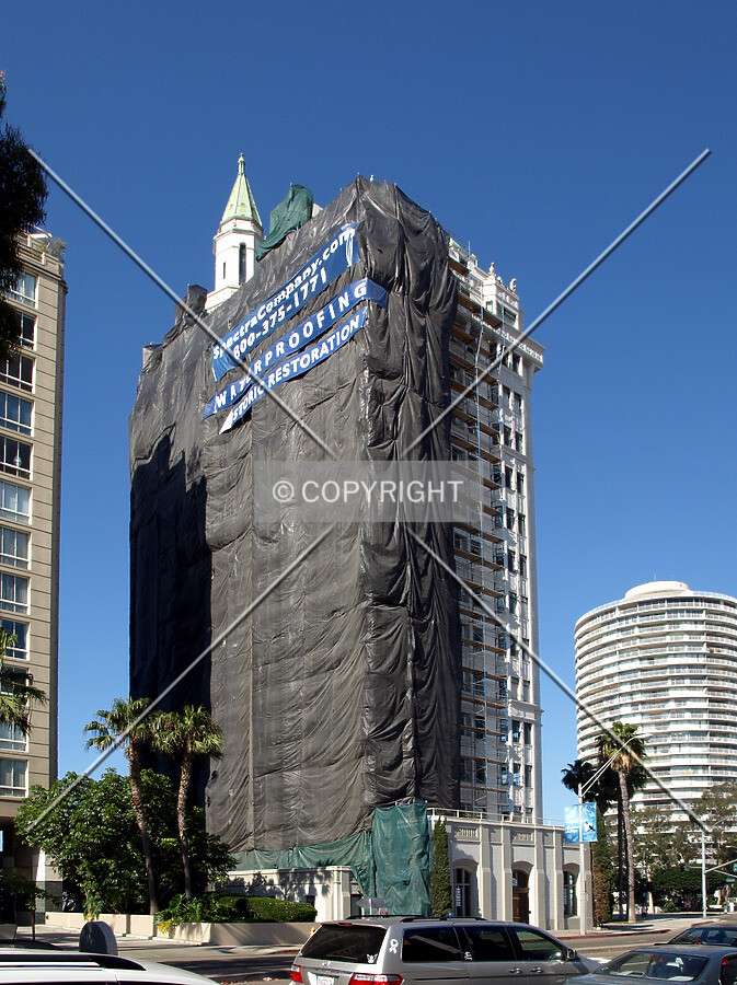 View from the northeast during facade restoration