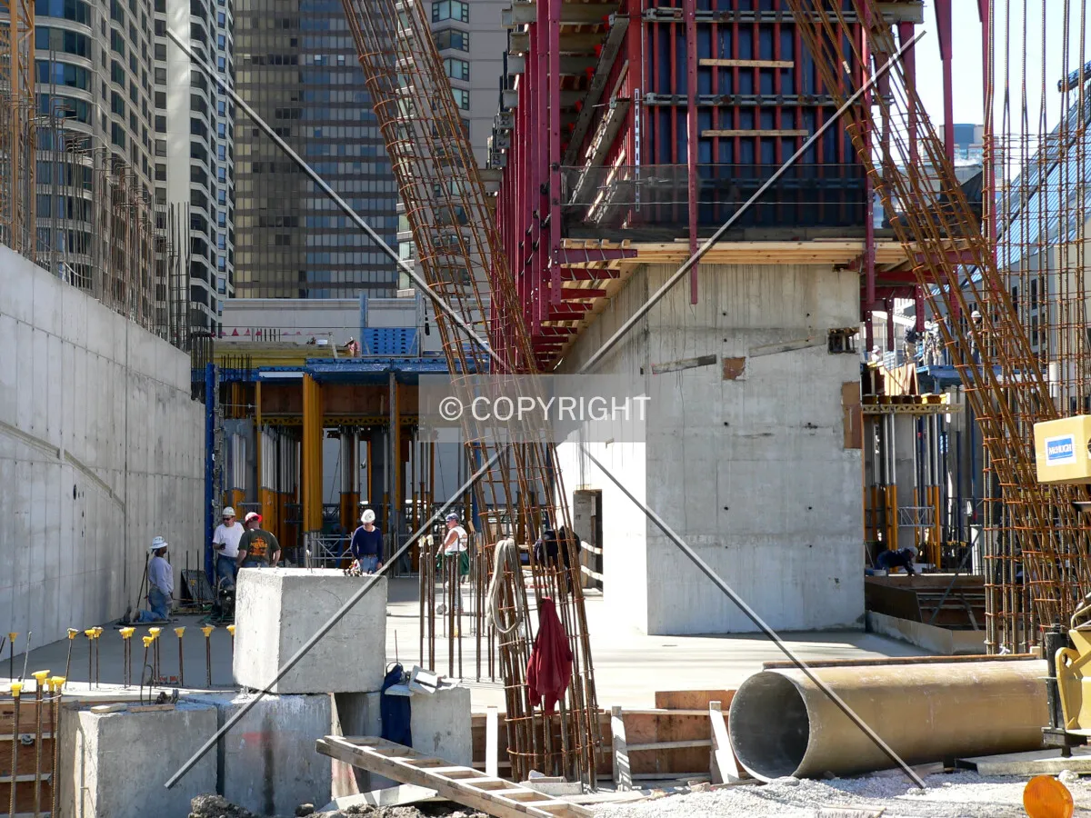 View of the rising elevator core