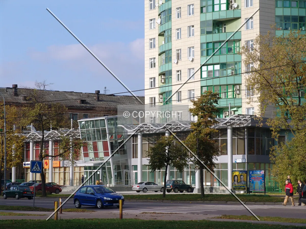 Shops at the base and the lower floors