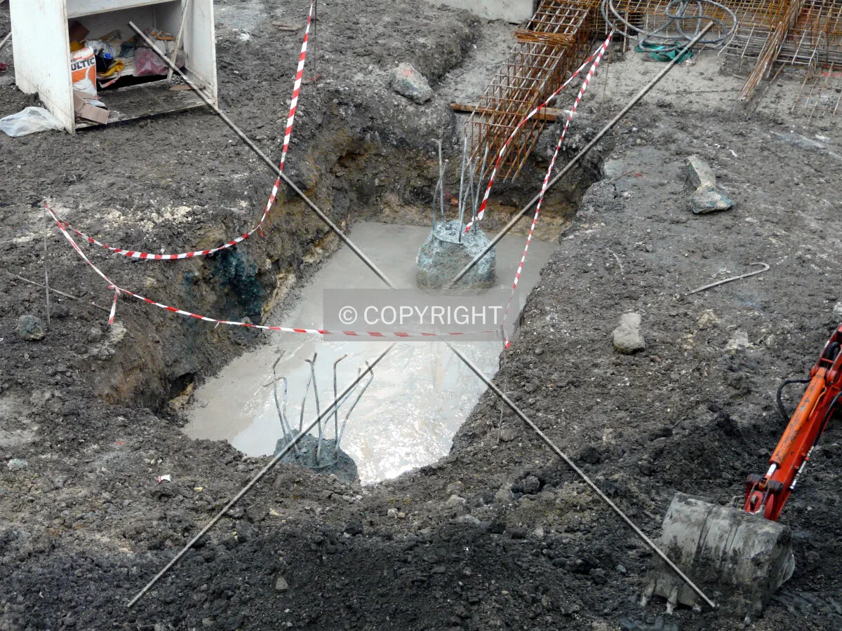 Top of caissons on the west side