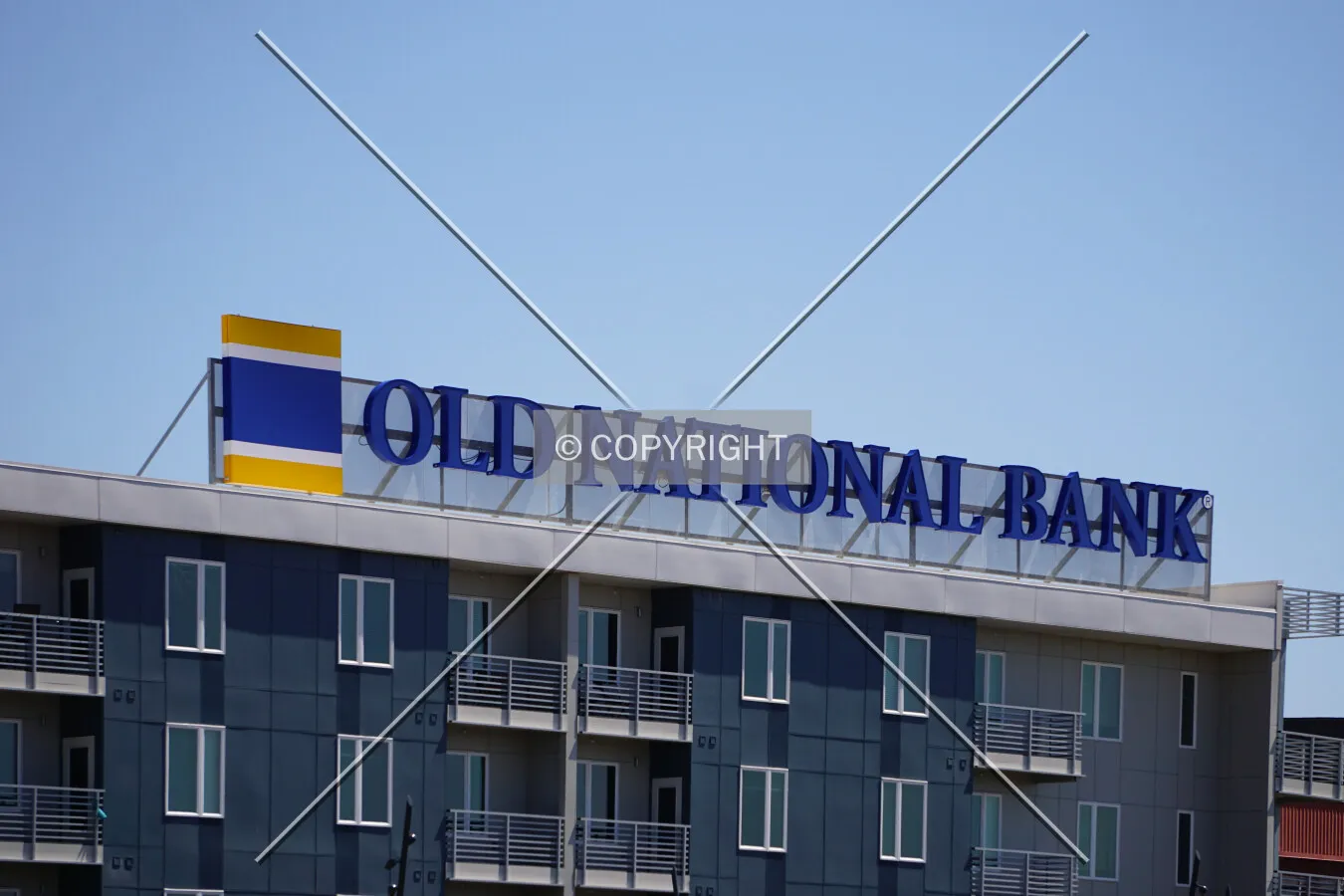 Signage on the west facade; April 21, 2020