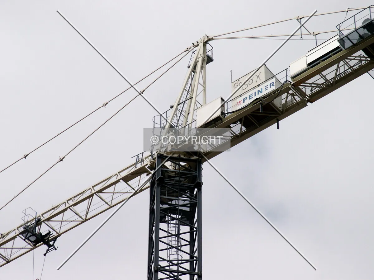 Top of the north crane, with a message to a baseball team