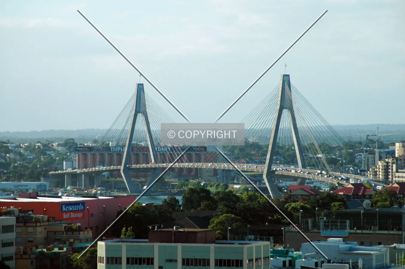 Elevated view from the southeast