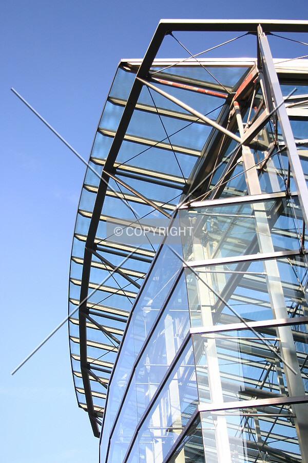 Looking up at the canopy above the entrance