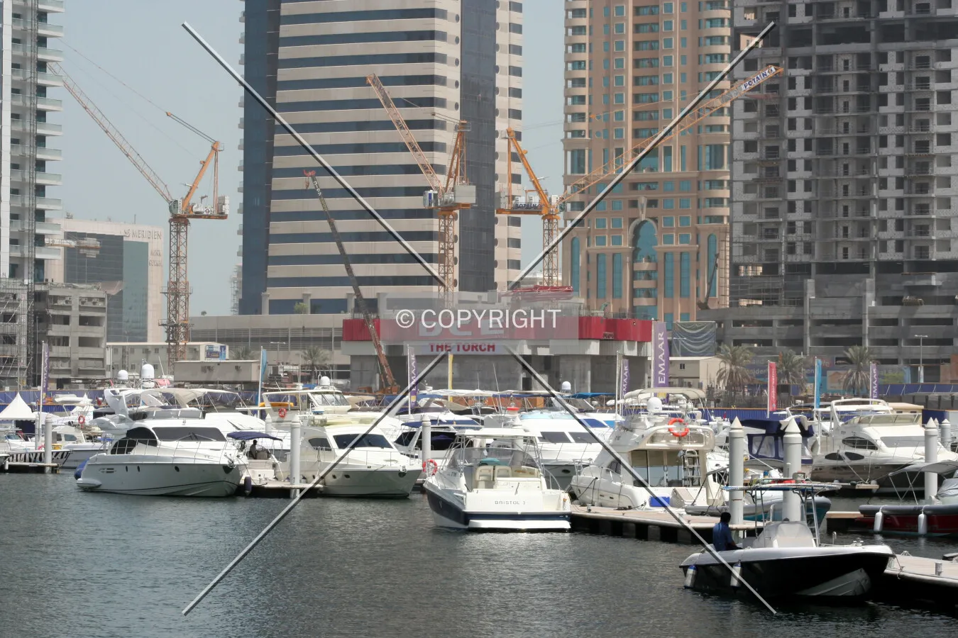 Looking across the marina