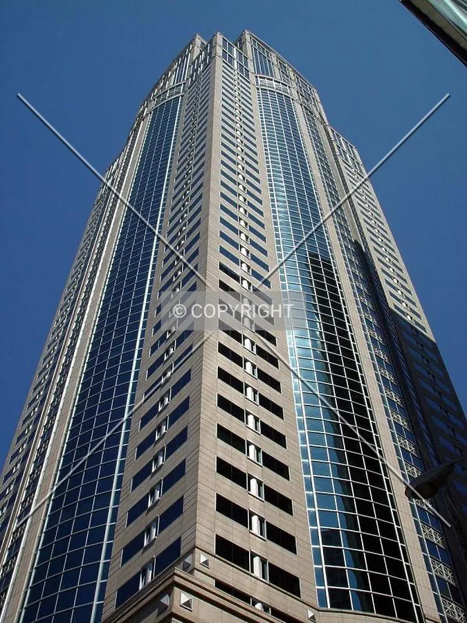 Looking up from the sidewalk