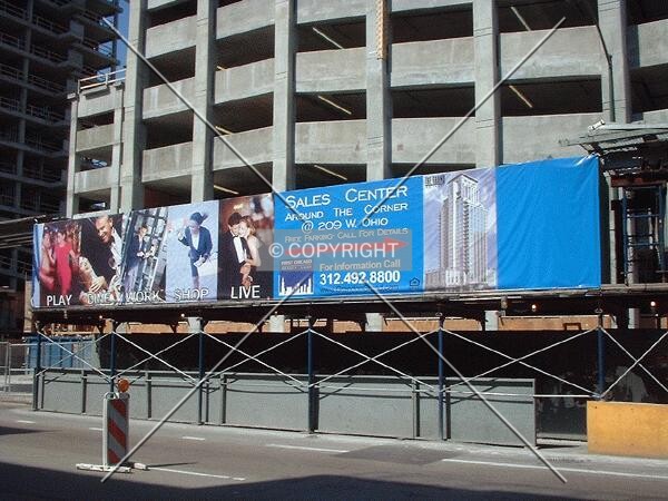 Construction canopy along Wells Street