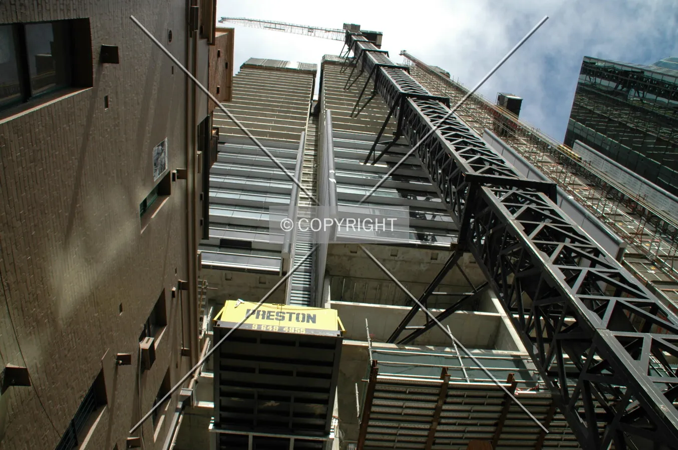Looking up the northside from street level