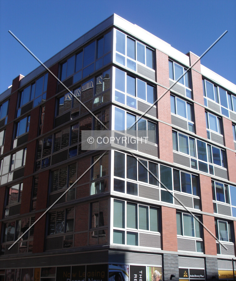 Southwest corner on East 1st Street