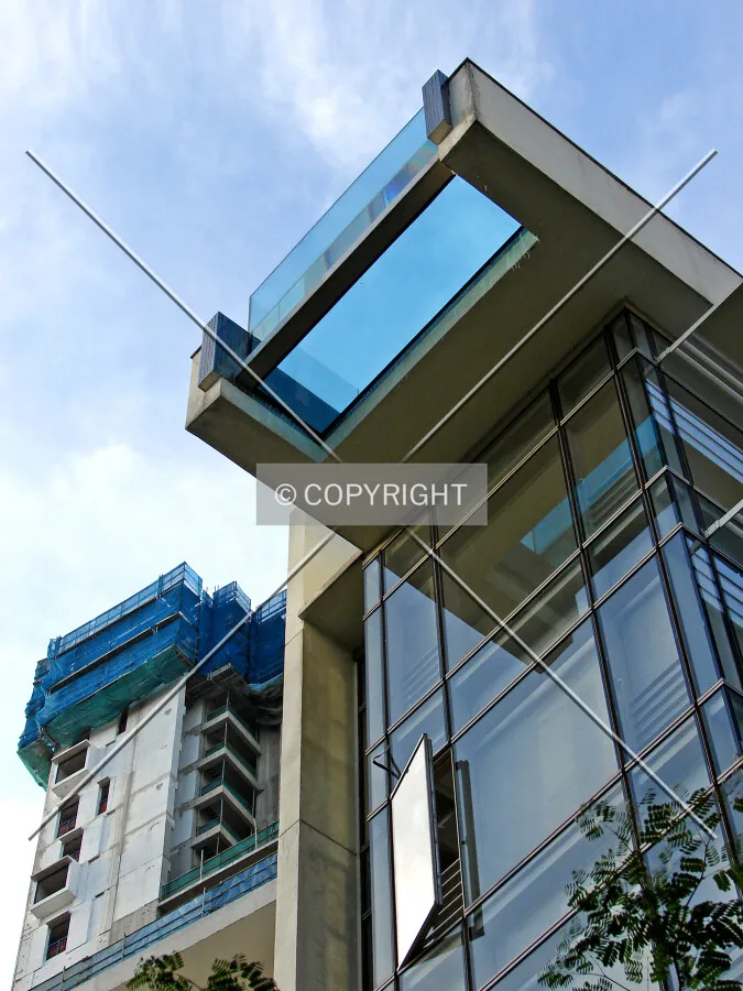 View of the cantilevered pool as seen from the south