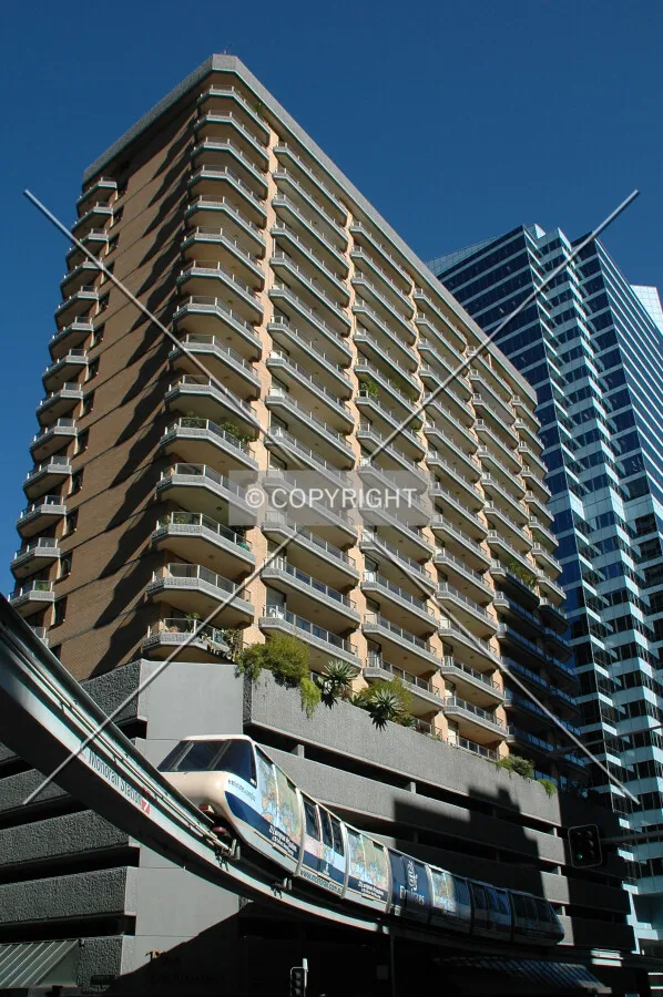 Looking up the northeast corner