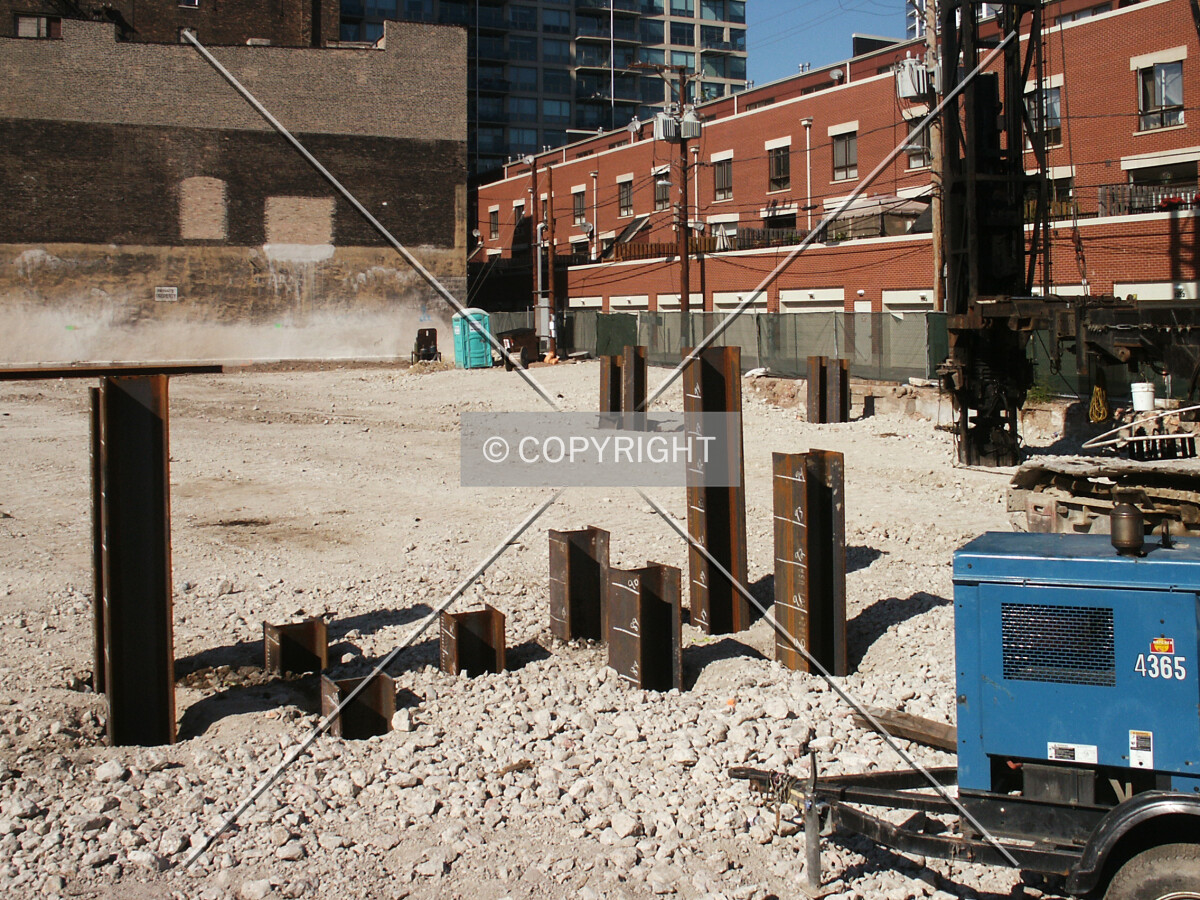Foundation piles near the southeast corner