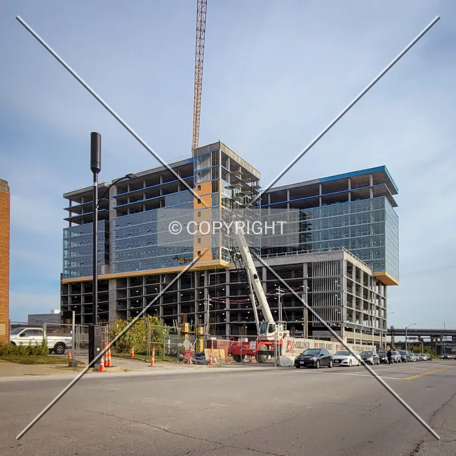 From the northwest during construction; September 23, 2023