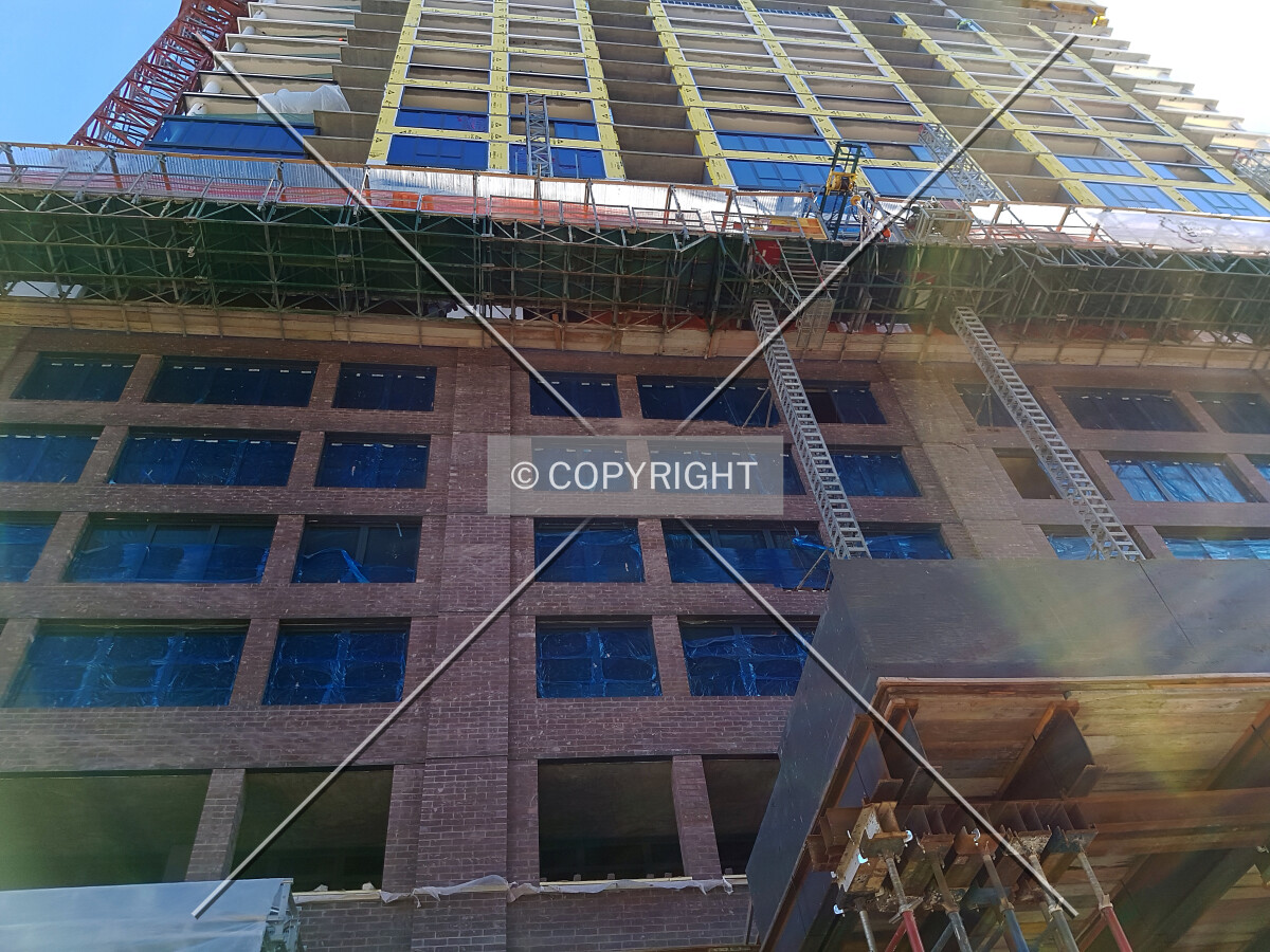 The facade is installed