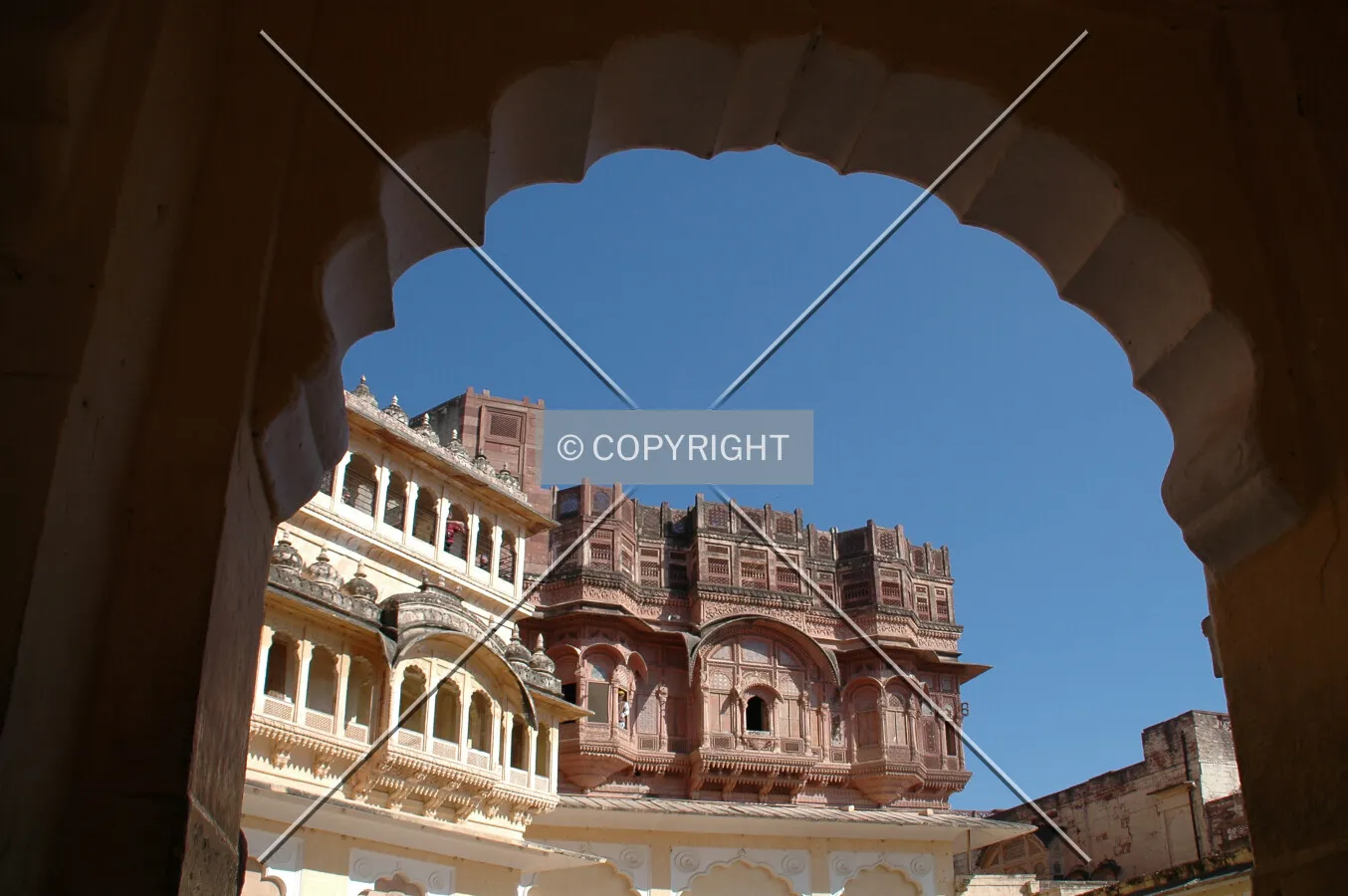Pavilion viewed through an archway