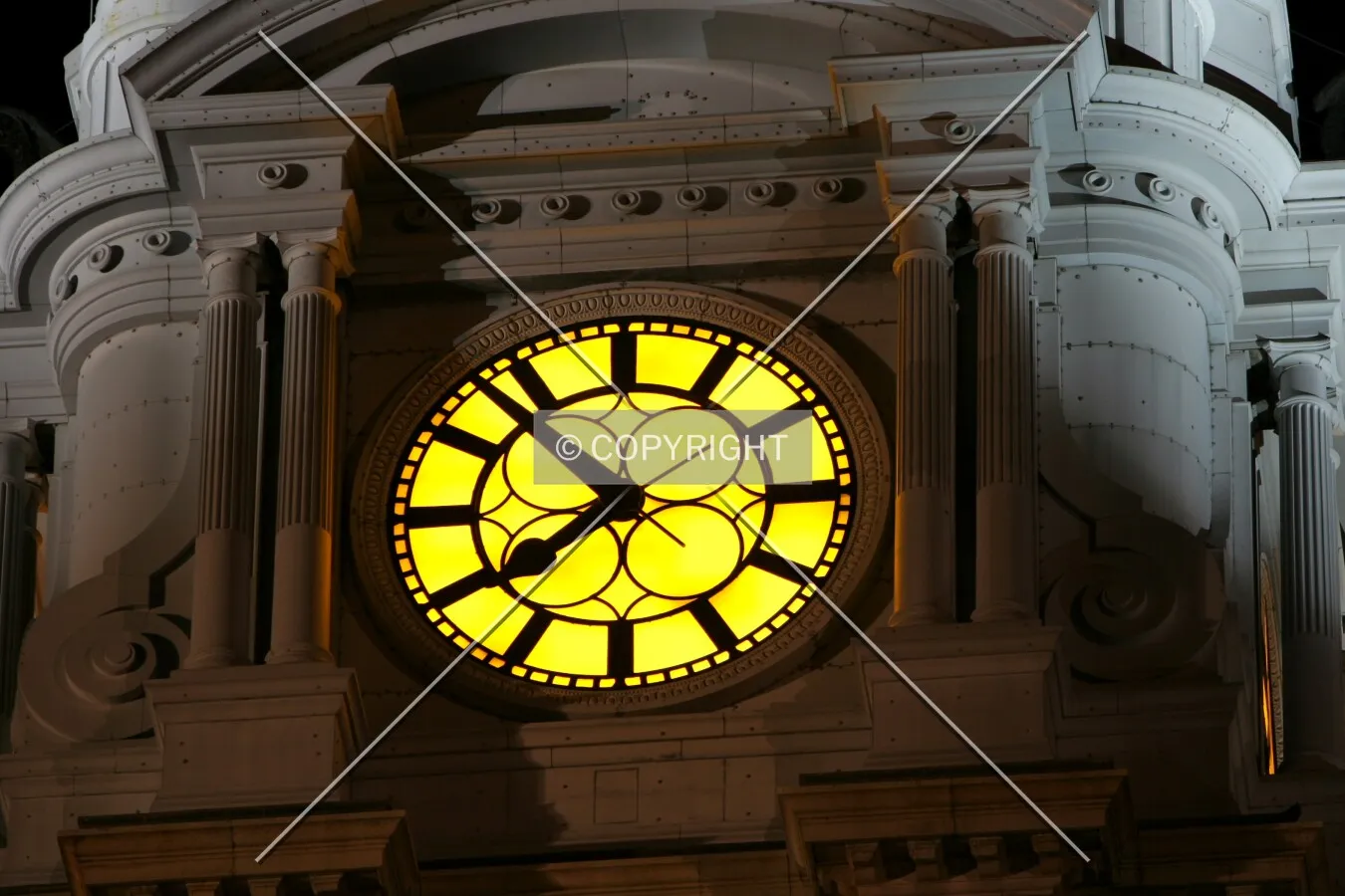 West clock face at night