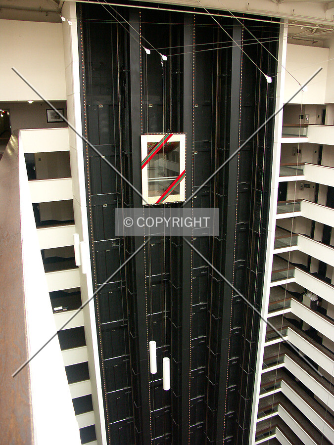 Elevators inside the atrium