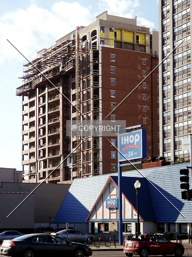 Looking northwest from the intersection of Halsted Street and Broadway