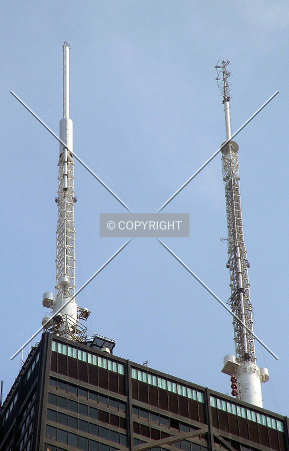 Close-up of Big John's TV and radio broadcast anntennas