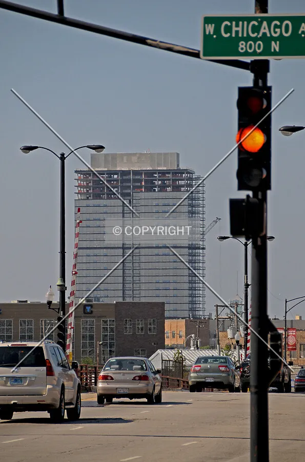 Looking north from the intersection of Chicago Avenue and Halsted Street