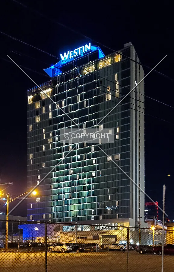 Southeast view at night; March 6, 2020