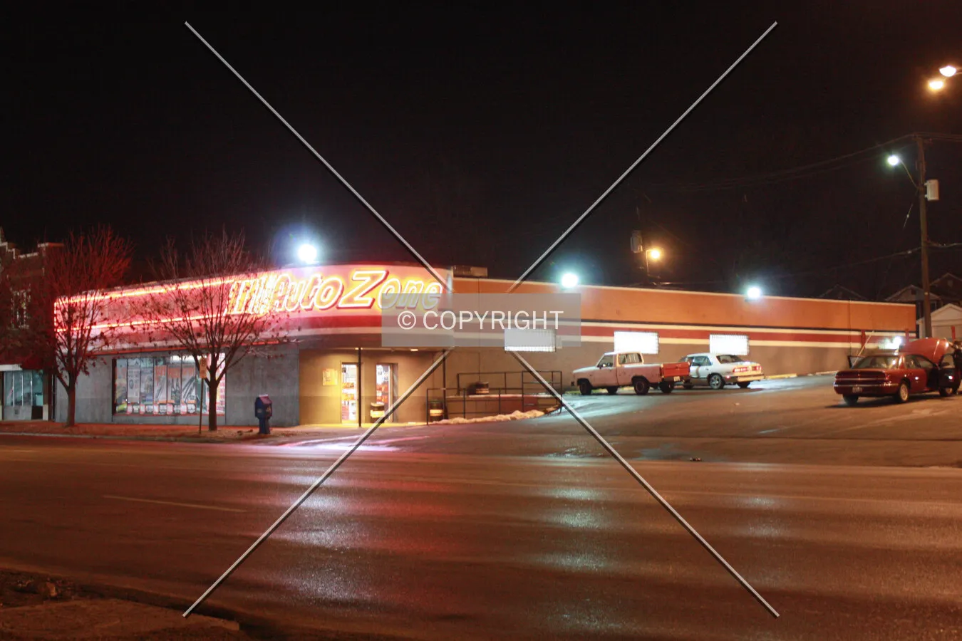 View from the northeast at night