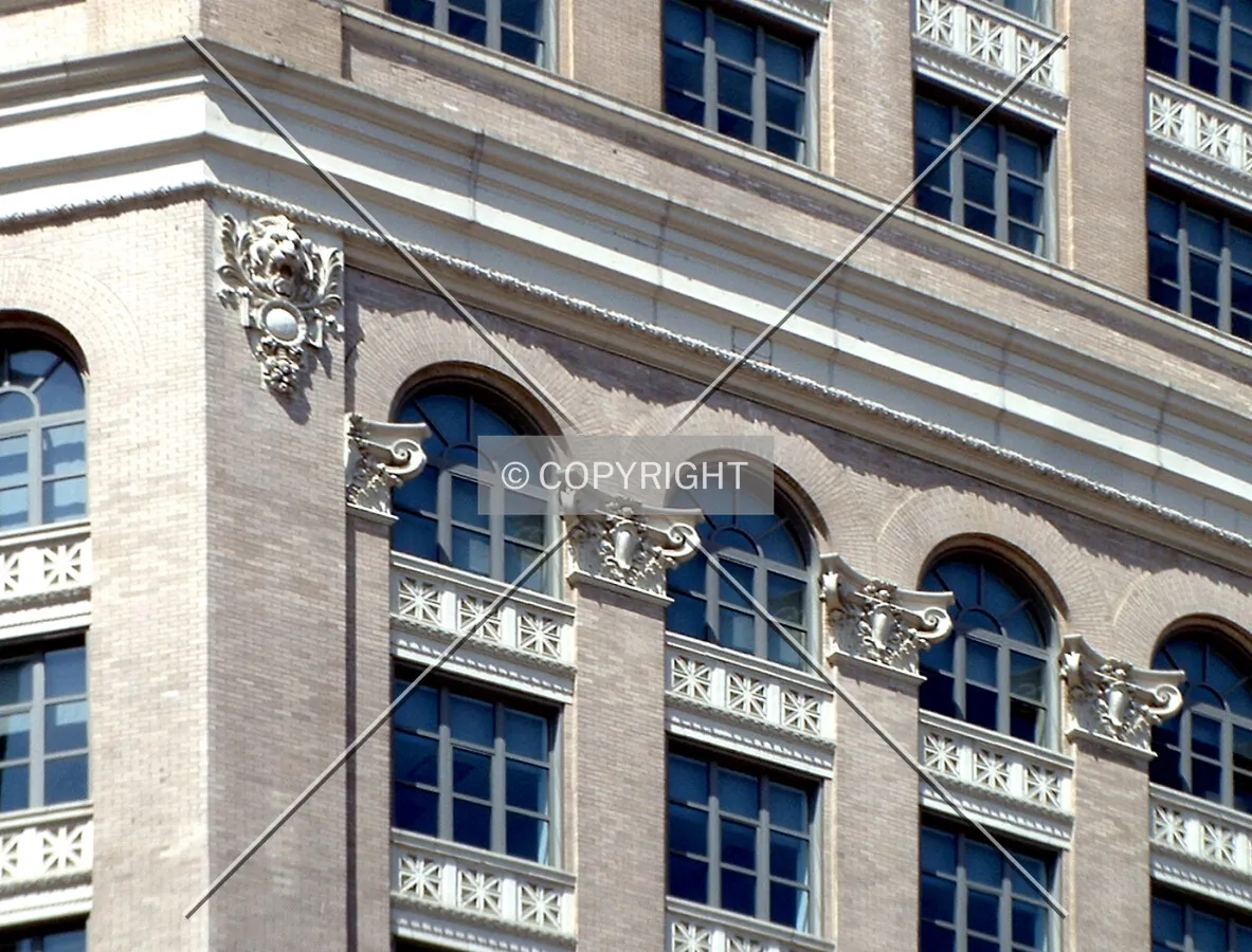 View from the southeast of facade details