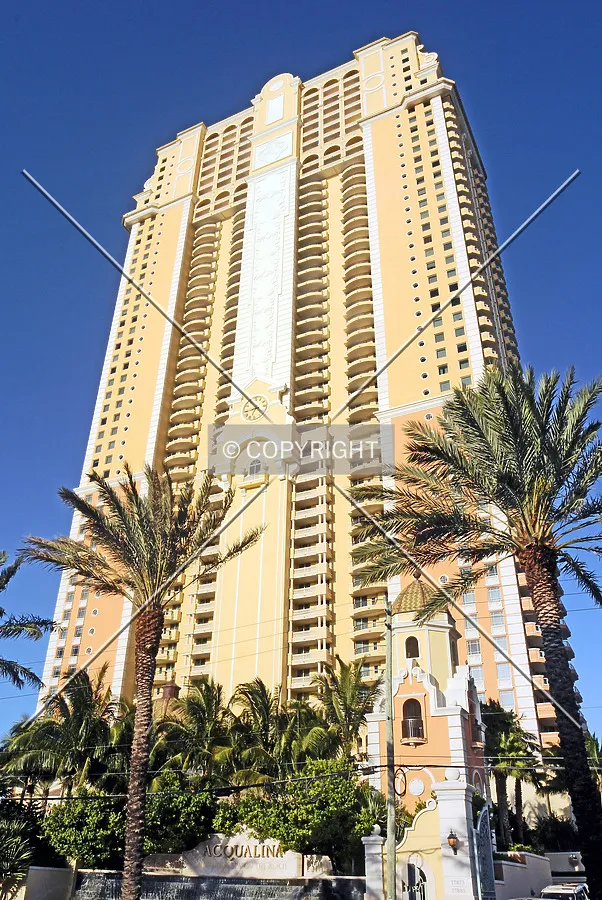 Looking up from the southwest across Collins Avenue