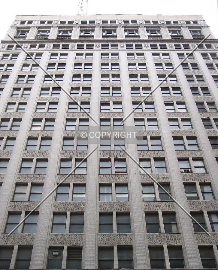 Looking up at the west facade; October 31, 2004