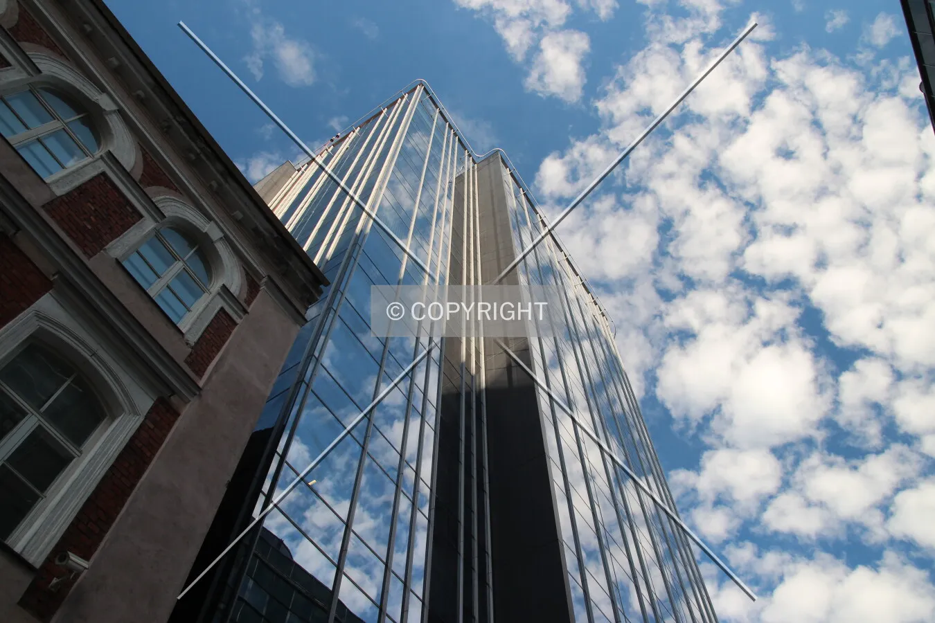 Looking up south facade