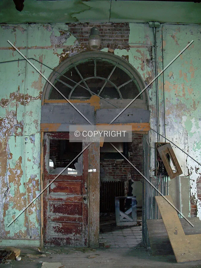 Detail of a door on the second floor; March 21, 2008