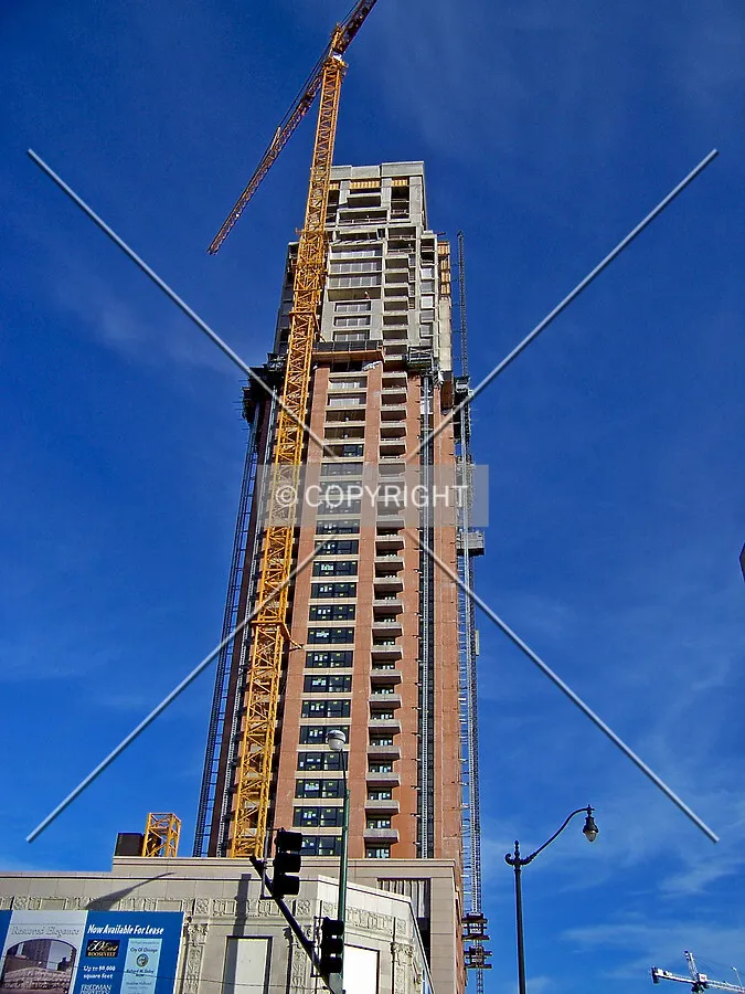 Looking up from the intersection of Wabash Avenue and Roosevelt Road