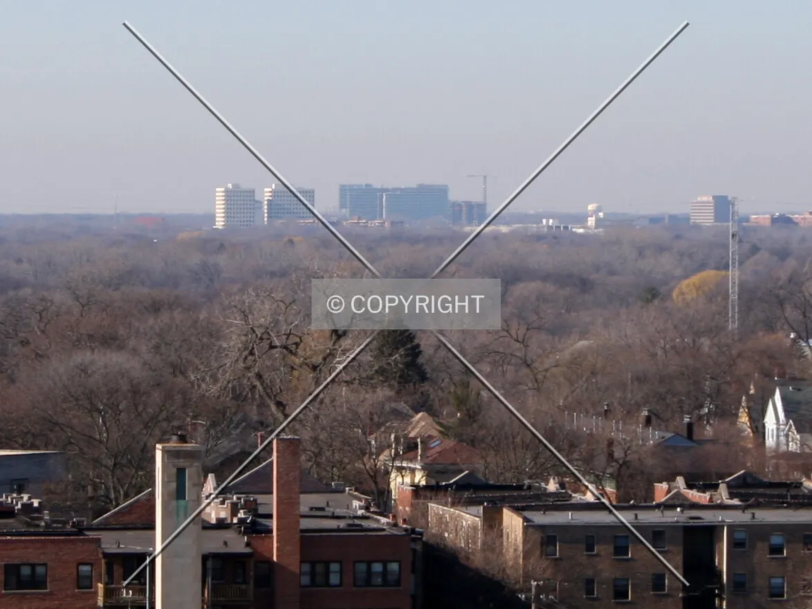 Looking west from the Sherman Plaza parking deck in Evanston
