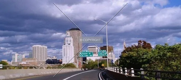 Downtown from an exit ramp on Interstate 84 east