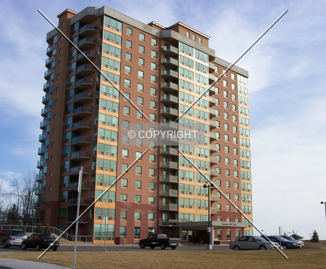 View of north facade, as seen from Campeau Drive