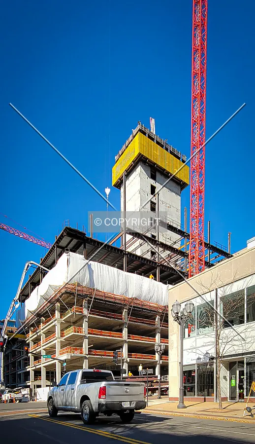 From the southeast during construction; December 3, 2021