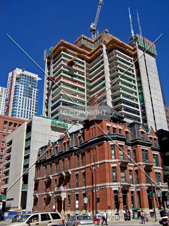 Looking northeast from the intersection of Chicago Avenue and Wabash Avenue
