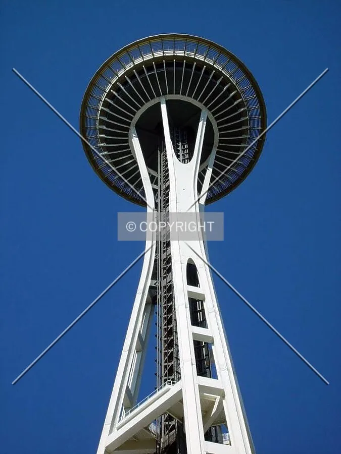 The Space Needle on a bright blue day