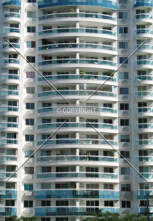 Balconies at the north facade of the building