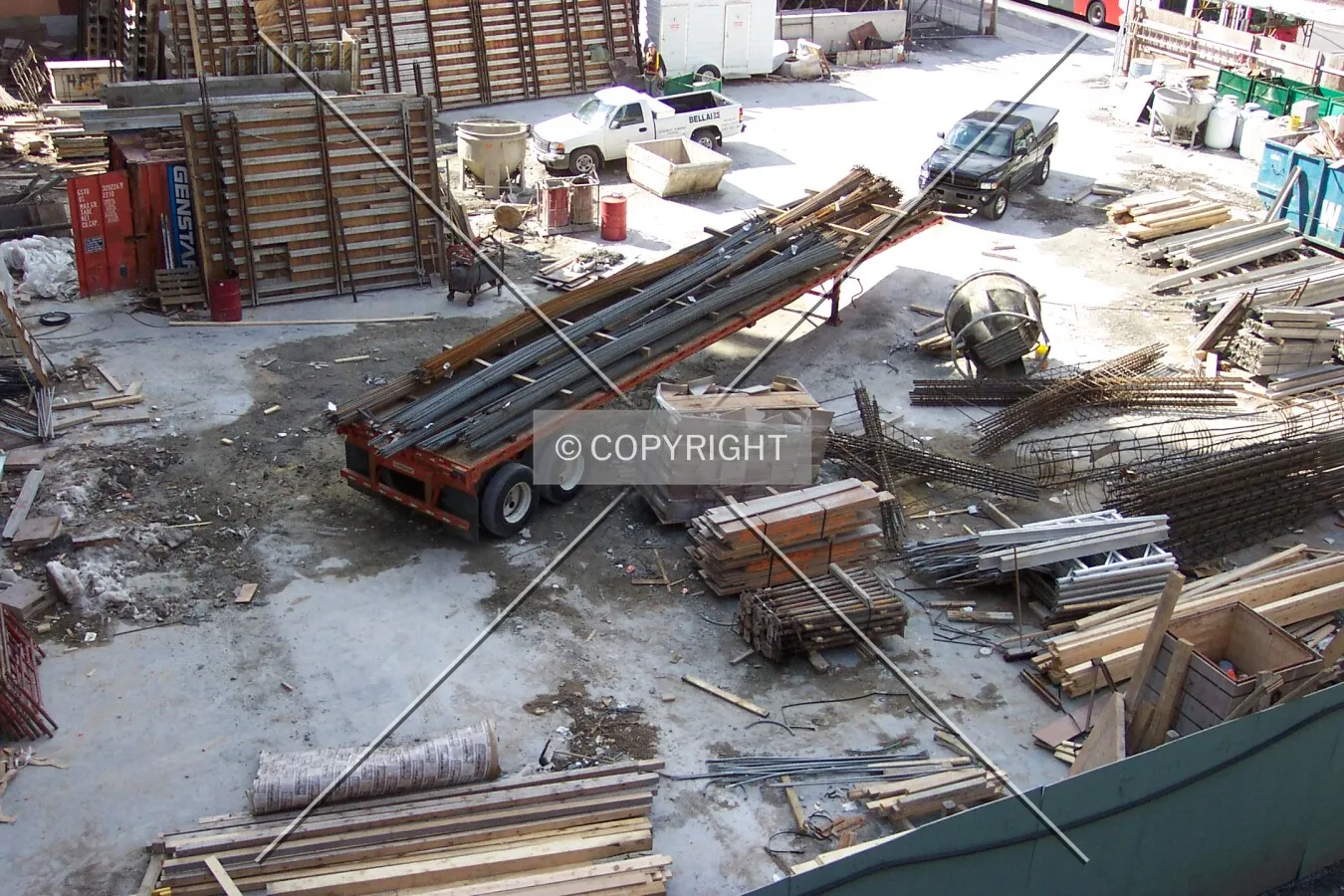 Construction materials in the courtyard