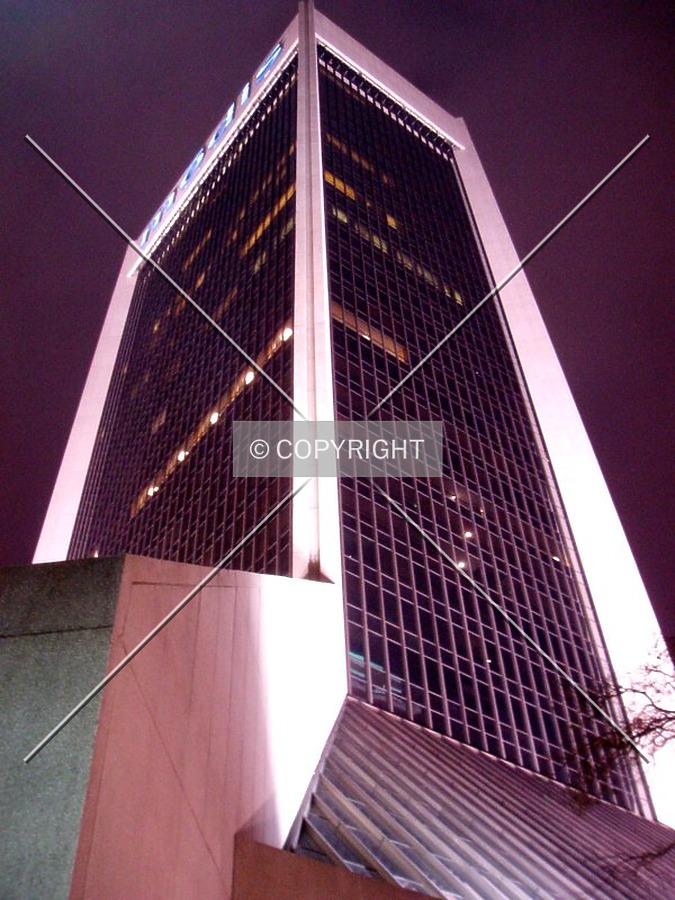The northwest corner at night