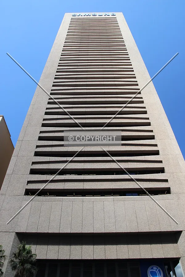Looking up north facade
