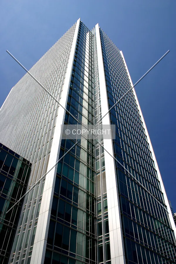 Looking up at the façade towards the northwest