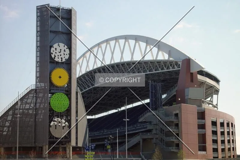Back of scoreboard and the western grandstands
