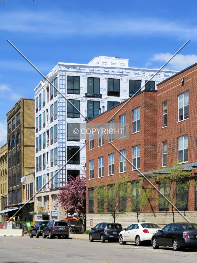 View to the northwest along 1st Street North