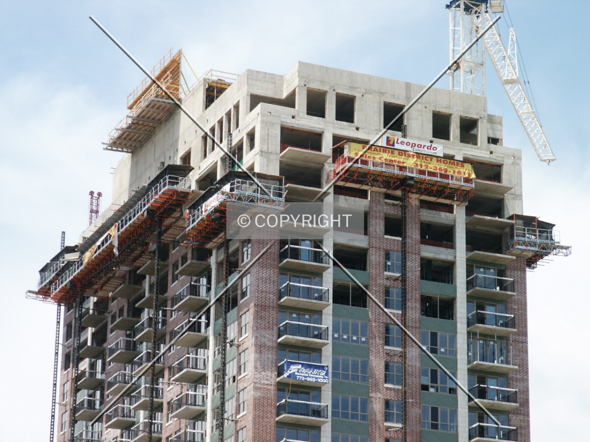 Upper floors with formwork around the gable; 22 June 2003
