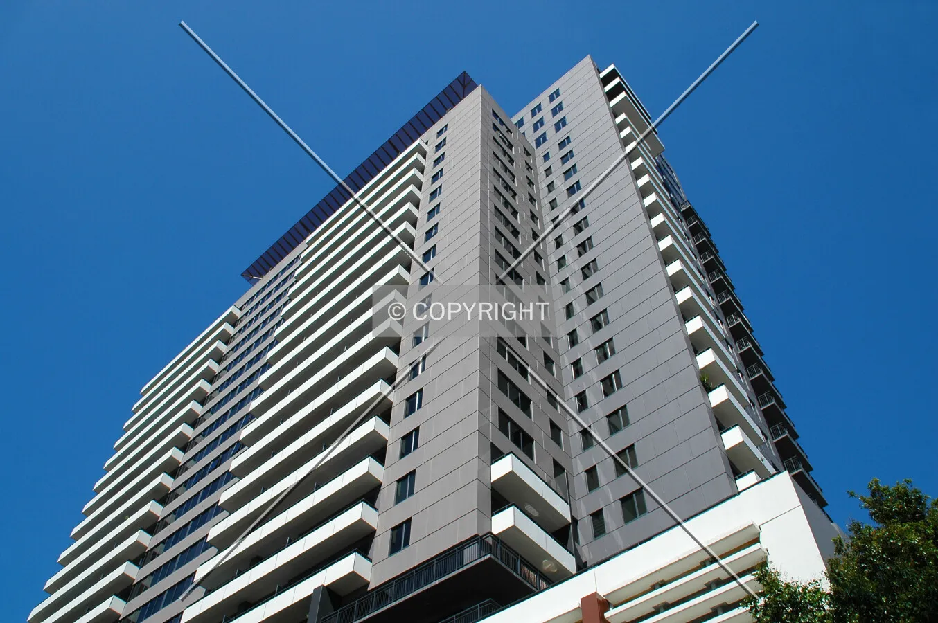 Looking up the southwest corner